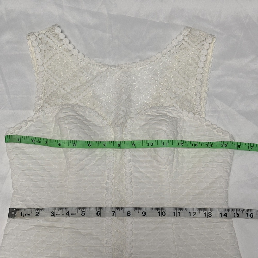 Lilly Pulitzer 2 Sheath White Textured Lace Sleeveless‎ Knee Length - Picture 6 of 8
